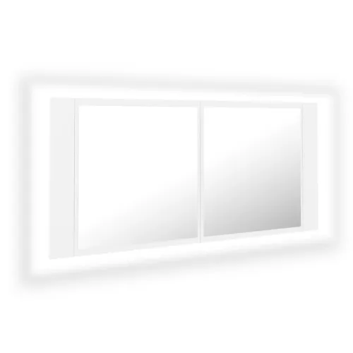 LED kupaonski ormarić s ogledalom bijeli 100x12x45 cm akrilni - Bijela 1 Cijena