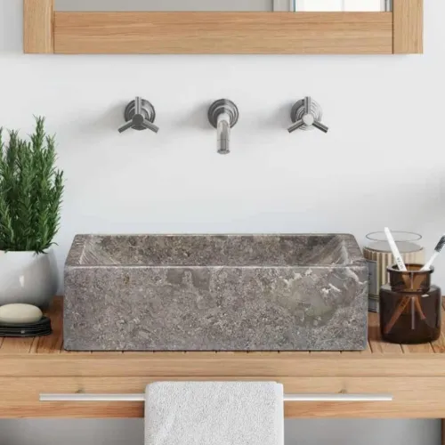 Lavabo - Umivaonik 45 x 30 x 12 cm mramorni visoki sjaj sivi - Siva Cijena