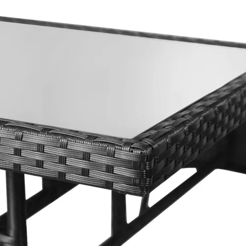 Vrtna garnitura - 5-dijelni vrtni blagovaonski set od poliratana crni - Crno-bijelo Dužina stola 80 cm Cijena