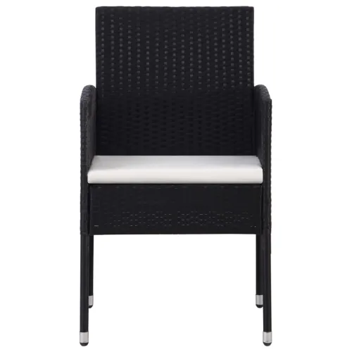 Vrtna garnitura - 5-dijelni vrtni blagovaonski set od poliratana crni - Crno-bijelo Dužina stola 80 cm Cijena