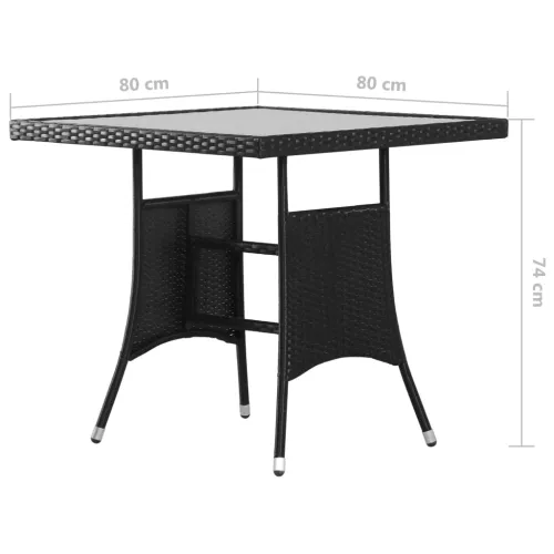 Vrtna garnitura - 5-dijelni vrtni blagovaonski set od poliratana crni - Crno-bijelo Dužina stola 80 cm Cijena