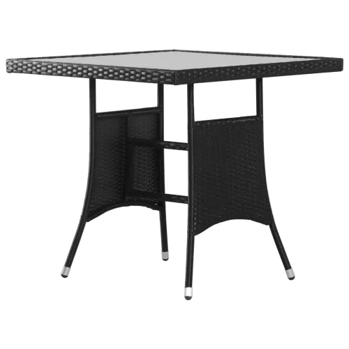 Vrtna garnitura - 5-dijelni vrtni blagovaonski set od poliratana crni - Crno-bijelo Dužina stola 80 cm Cijena