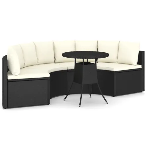 Vrtna garnitura - 5-dijelni set vrtnih sofa od poliratana s jastucima crni - Crna 4 Cijena