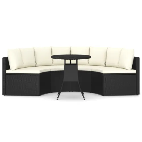 Vrtna garnitura - 5-dijelni set vrtnih sofa od poliratana s jastucima crni - Crna 4 Cijena