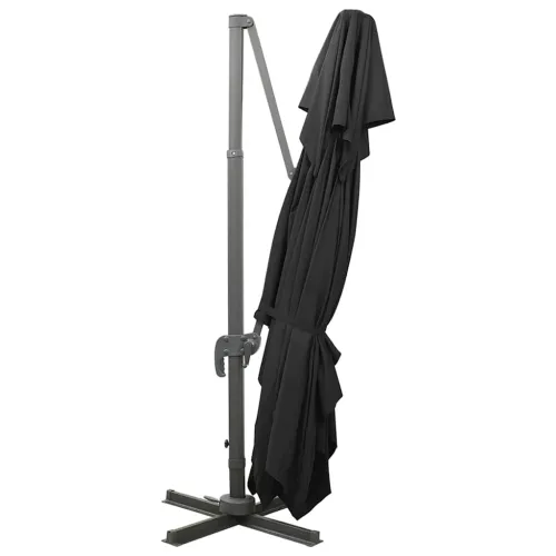 Konzolni vrtni suncobran s dvostrukim krovom crni 400x300 cm - Crna 300 x 400 cm Cijena