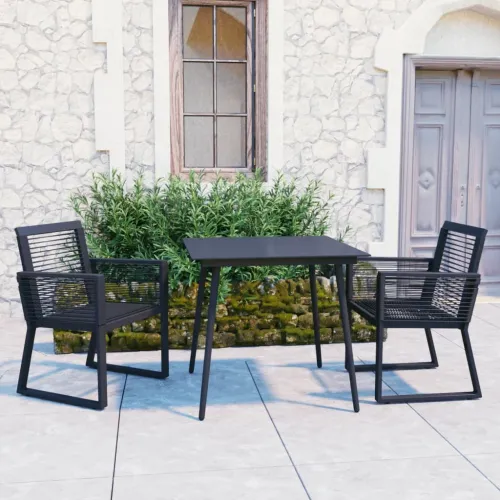 Vrtna garnitura - 3-dijelni vrtni blagovaonski set od PVC ratana crni - Dužina stola 80 cm 2 Cijena
