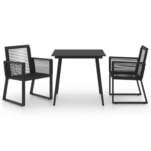 Vrtna garnitura - 3-dijelni vrtni blagovaonski set od PVC ratana crni - Dužina stola 80 cm 2 Cijena