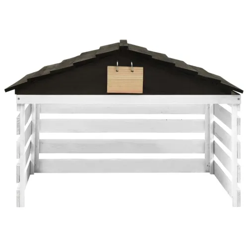 Garaža za robotsku kosilicu crno-bijela 78x74x54 cm od jelovine - Crno-bijelo Cijena