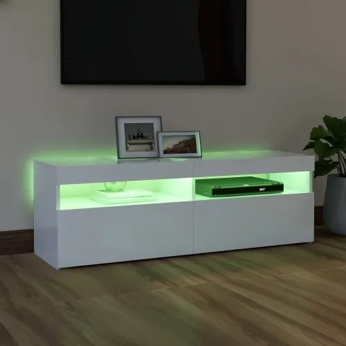 TV ormarić s LED svjetlima bijeli 120x35x40 cm - Bijela 120 cm 1 Cijena