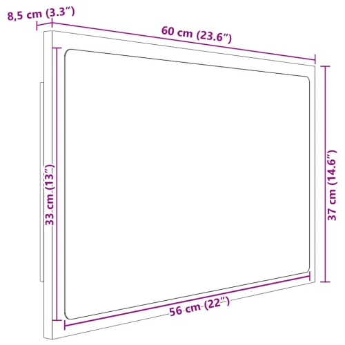 LED kupaonsko ogledalo bijelo 60 x 8,5 x 37 cm akrilno - Bijela Cijena