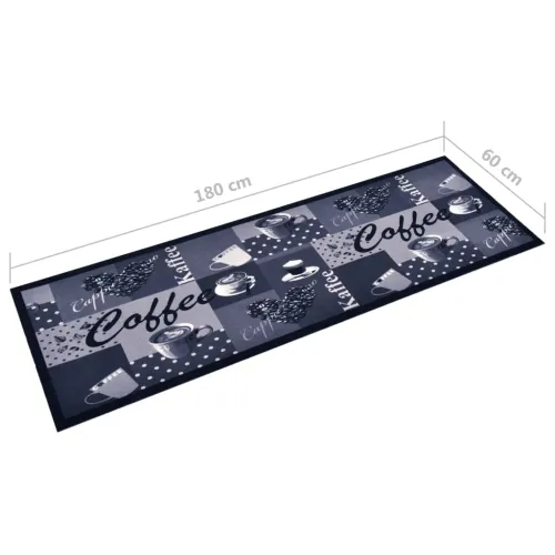Kuhinjski tepih s uzorkom kave perivi plavi 60 x 180 cm - boja kave i plava 60 x 180 cm Cijena