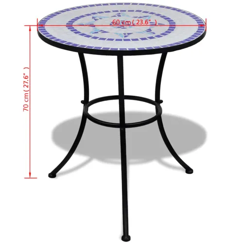 Bistro stolić plavo-bijeli 60 cm s mozaikom - Plava 60 x 70 cm Cijena