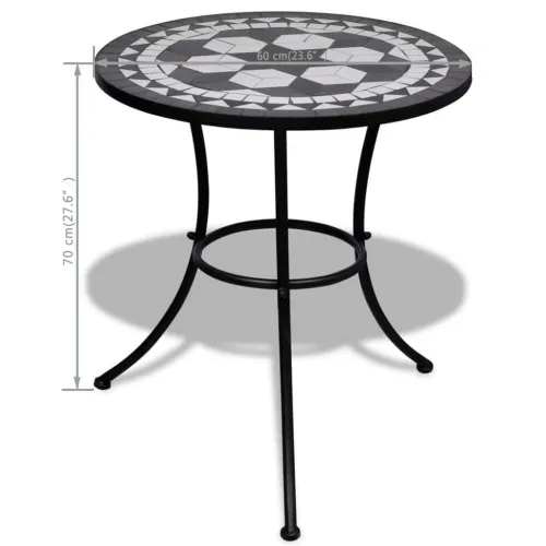 Bistro stolić crno-bijeli 60 cm s mozaikom - Crna 60 x 70 cm Cijena
