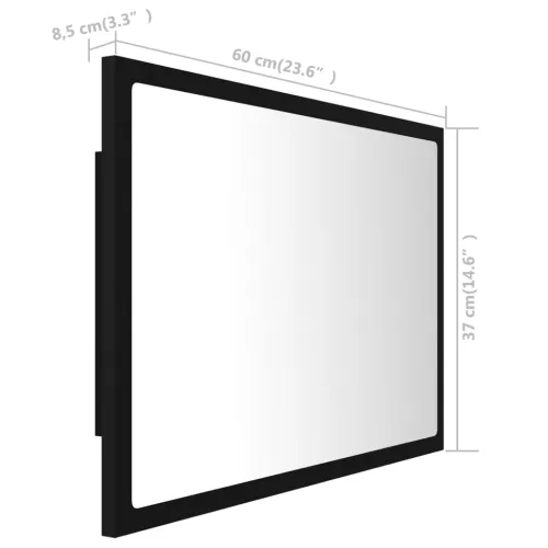 LED kupaonsko ogledalo crno 60x8,5x37 cm akrilno - Crna Cijena