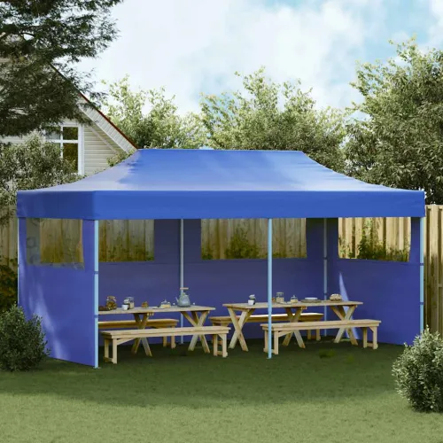 Sklopivi Pop-up šator za svadbe - šator za zabave plavi 3 x 6 m - Plava s 3 bočna zida Ne Cijena