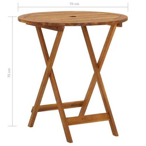 3-dijelni sklopivi vrtni blagovaonski set masivno drvo bagrema - Bez naslona za ruke Okruglo 70 cm Cijena
