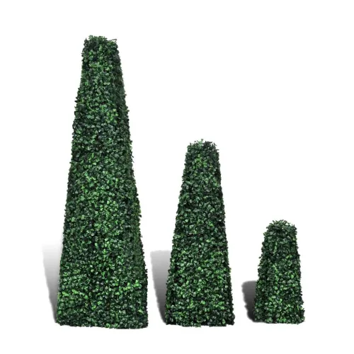 Set od 3 ukrasne piramide od umjetnog šimšira Cijena