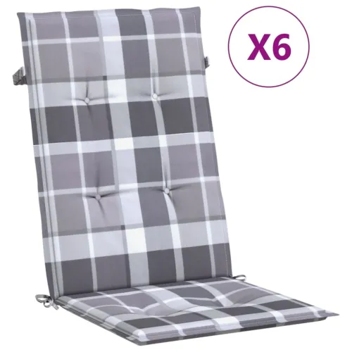 Jastuci za stolice 6 kom sivi karirani 120x50x3 cm od tkanine - Sivi karirani uzorak 120 x 50 x 3 cm 6 Cijena