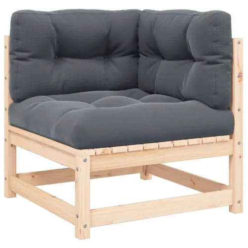 Kutna vrtna sofa s antracit jastucima od masivne borovine - Smeđa i crna kutna sofa Cijena