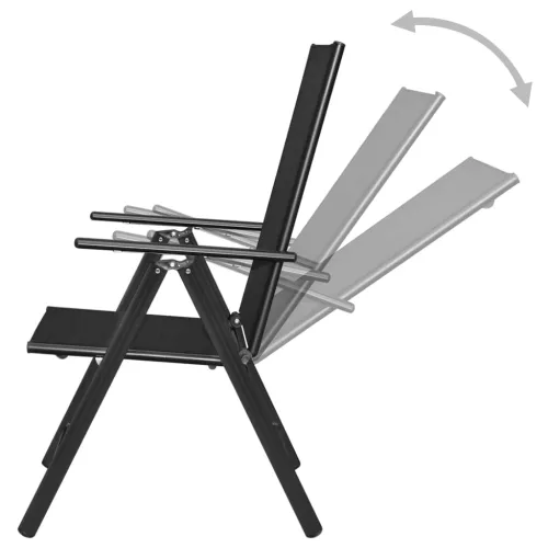 Sklopive stolice 4 kom. Aluminij i tekstil crne boje - Crna 4 Cijena