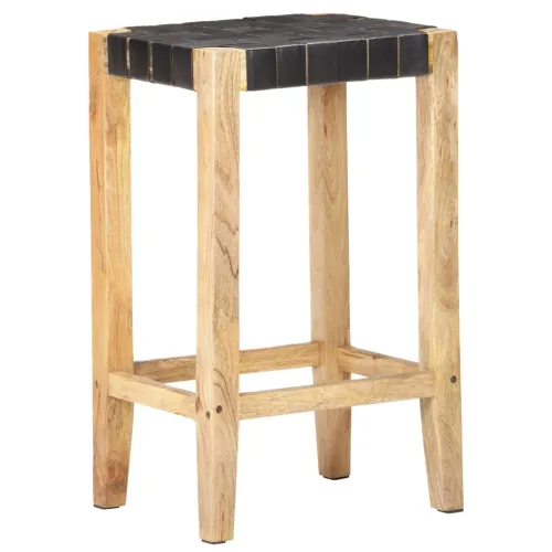 Barski stolci od prave kože 2 kom crni 75 cm - Crna 75 cm 2 Cijena