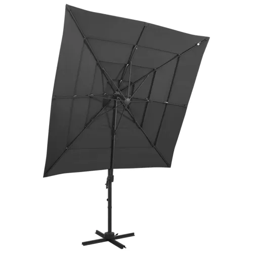 Vrtni suncobran s 4 razine i stupom 250 x 250 cm antracit - Antracit Cijena