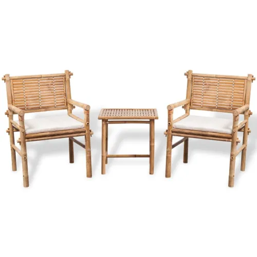 3-dijelni bistro set od bambusa s jastucima Cijena