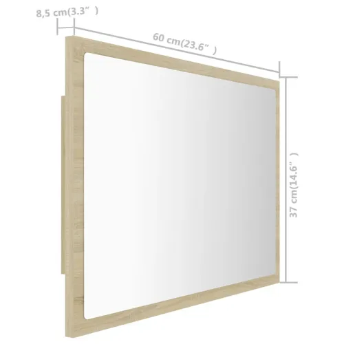 LED kupaonsko ogledalo boja hrasta sonome 60x8,5x37 cm akrilno - Sonoma hrast Cijena