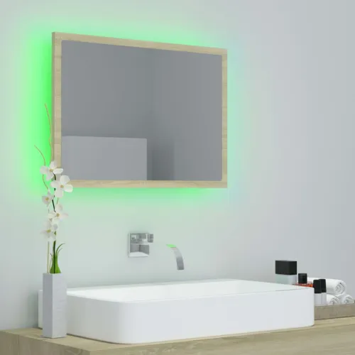 LED kupaonsko ogledalo boja hrasta sonome 60x8,5x37 cm akrilno - Sonoma hrast Cijena