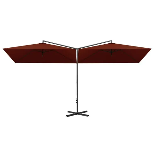 Dvostruki vrtni suncobran s čeličnim stupom 600x300 cm terakota - Terakota Cijena