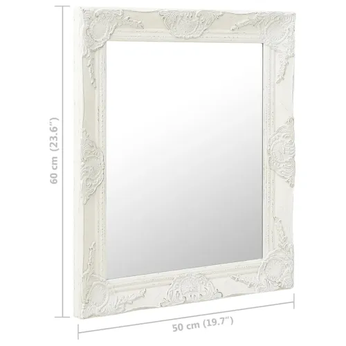 Zidno ogledalo u baroknom stilu 50 x 60 cm bijelo - Bijela 50 x 60 cm Cijena