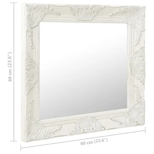 Zidno ogledalo u baroknom stilu 60 x 60 cm bijelo - Bijela 60 x 60 cm Cijena