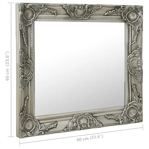 Zidno ogledalo u baroknom stilu 60 x 60 cm srebrno - Srebrno 60 x 60 cm Cijena