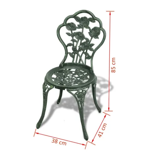 3-dijelni bistro set od lijevanog aluminija zeleni - Zelena Cijena