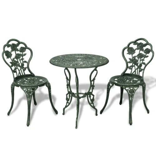 3-dijelni bistro set od lijevanog aluminija zeleni - Zelena 3 Cijena