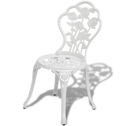 3-dijelni bistro set od lijevanog aluminija bijeli - Bijela Cijena