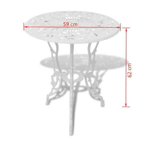 3-dijelni bistro set od lijevanog aluminija bijeli - Bijela Cijena