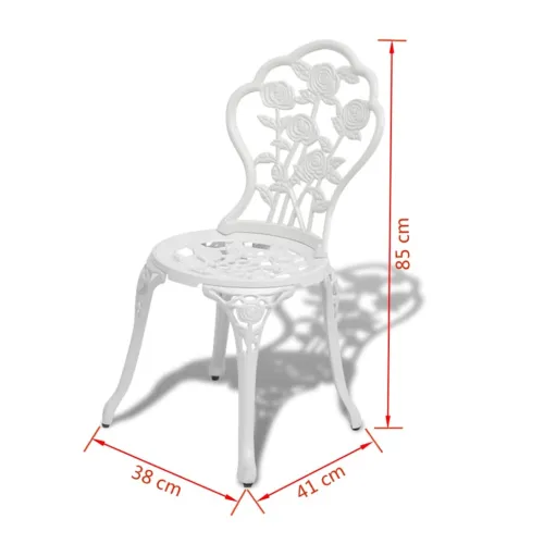 3-dijelni bistro set od lijevanog aluminija bijeli - Bijela Cijena