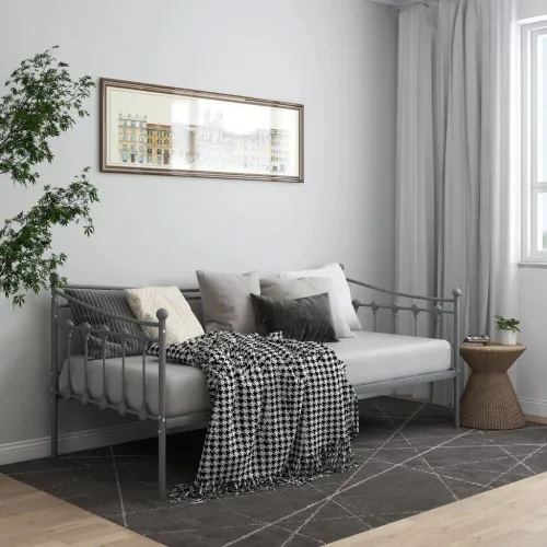 Okvir za krevet na razvlačenje sivi metalni 90 x 200 cm - Siva Cijena