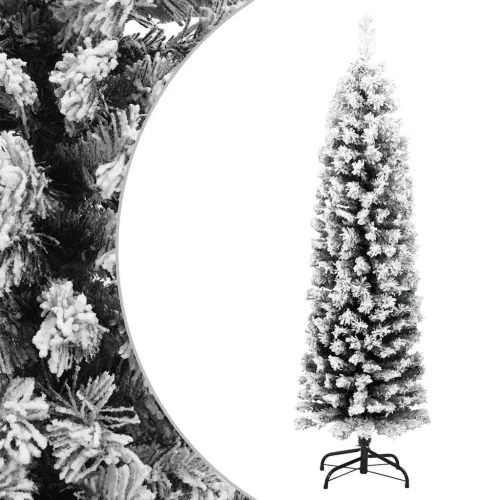 Tanko umjetno božićno drvce sa snijegom zeleno 120 cm PVC - Zelena i bijela 120 cm Osnovni Cijena
