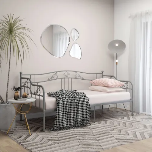 Okvir za krevet na razvlačenje sivi metalni 90 x 200 cm - Siva Cijena