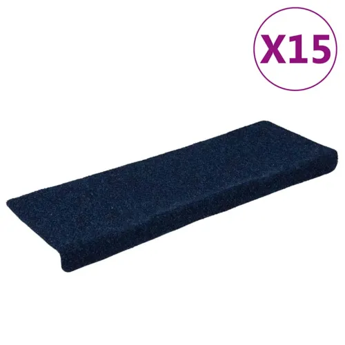 Prostirke za stepenice samoljepljive 15 kom 65x21x4 cm tamnoplave pravokutne rubove - Mornarsko plava 15 Cijena