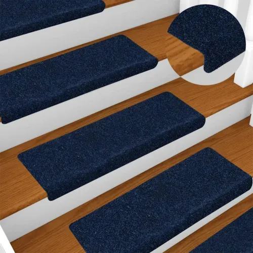 Prostirke za stepenice samoljepljive 15 kom 65x21x4 cm tamnoplave pravokutne rubove - Mornarsko plava 15 Cijena