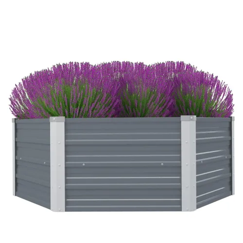 Vrtna Visoka Posuda za Biljke 129x129x45cm Pocinčani čelik boja - Siva 129 x 129 x 45 cm 1 Siva Cijena