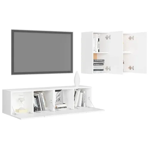 4-dijelni set TV ormarića bijeli od konstruiranog drva - Bijela 4 60 cm Cijena