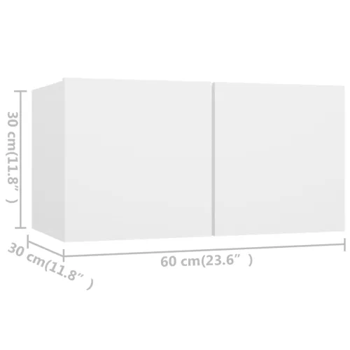 6-dijelni set TV ormarića bijeli od konstruiranog drva - Bijela 6 60 cm Bijela Cijena
