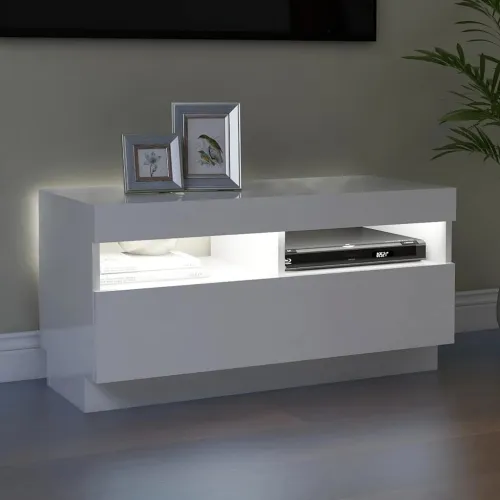 TV ormarić s LED svjetlima visoki sjaj bijeli 80 x 35 x 40 cm - Visoko sjajno bijela 1 80 cm Visoko sjajno bijela Cijena