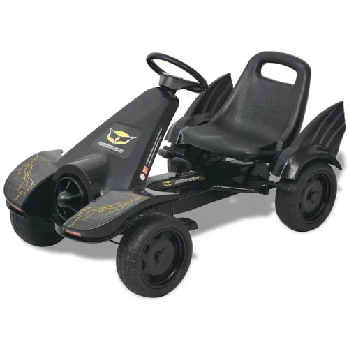 Go Kart sa Pedalama i Podesivim Sjedalom Crni Cijena