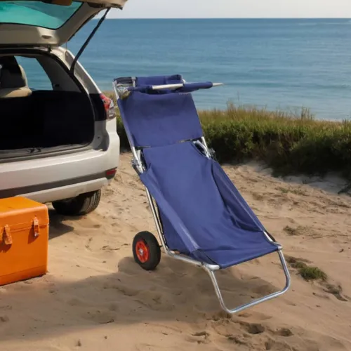Kolica za Plažu s Kotačima Prenosiva i Sklopiva Plava Cijena
