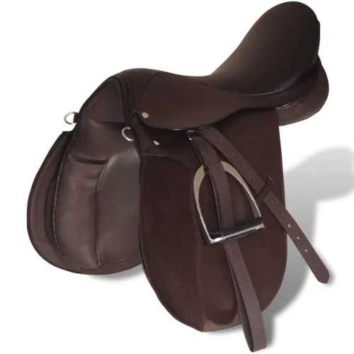 Sedlo za Jahanje Komplet 16” od Prave Kože Smeđe 14 cm 5 u 1 - Smeđa 14 cm Cijena